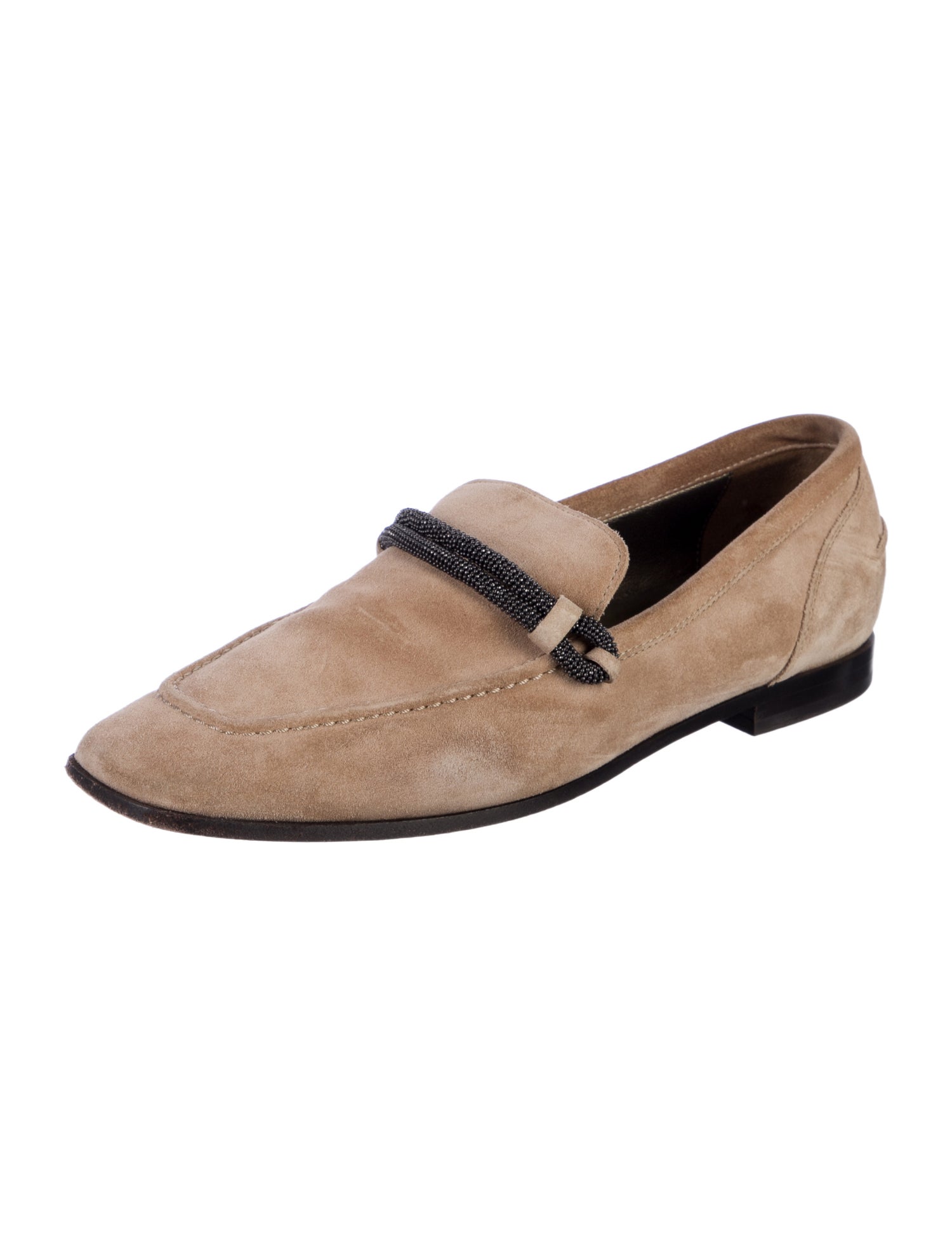 Brunello Cucinelli Suede Beaded Accents Loafers